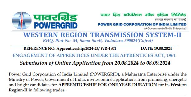 PGCIL Apprentice Online Form 2024