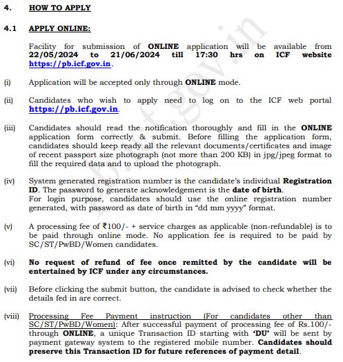 ICF Chennai Apprentice Recruitment 2024