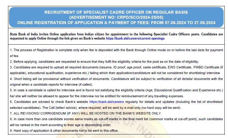 SBI SO Trade Finance Officer Recruitment online Form 2024 SBI SO Trade Finance Officer Recruitment online Form 2024