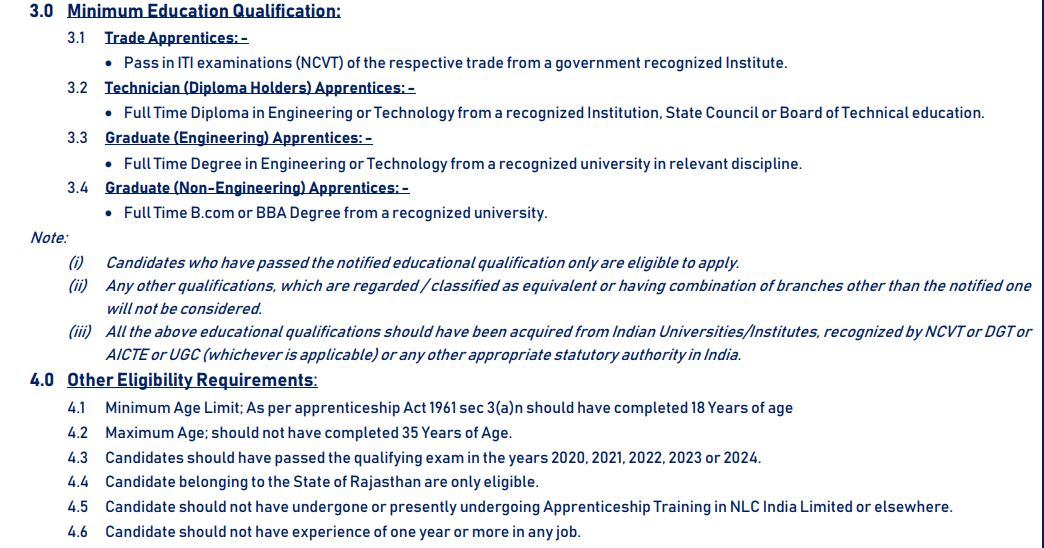 qualification and eligibility Requirements