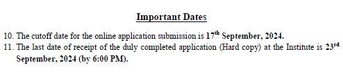 Important Dates for Professor Vacancy 2024