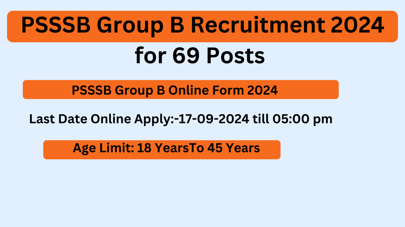 PSSSB Group B Recruitment 2024 for 69 Posts