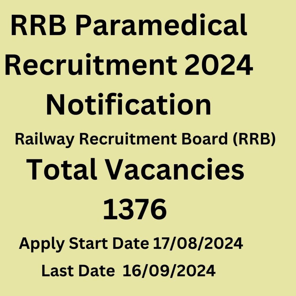 RRB Paramedical Recruitment 2024 Notification