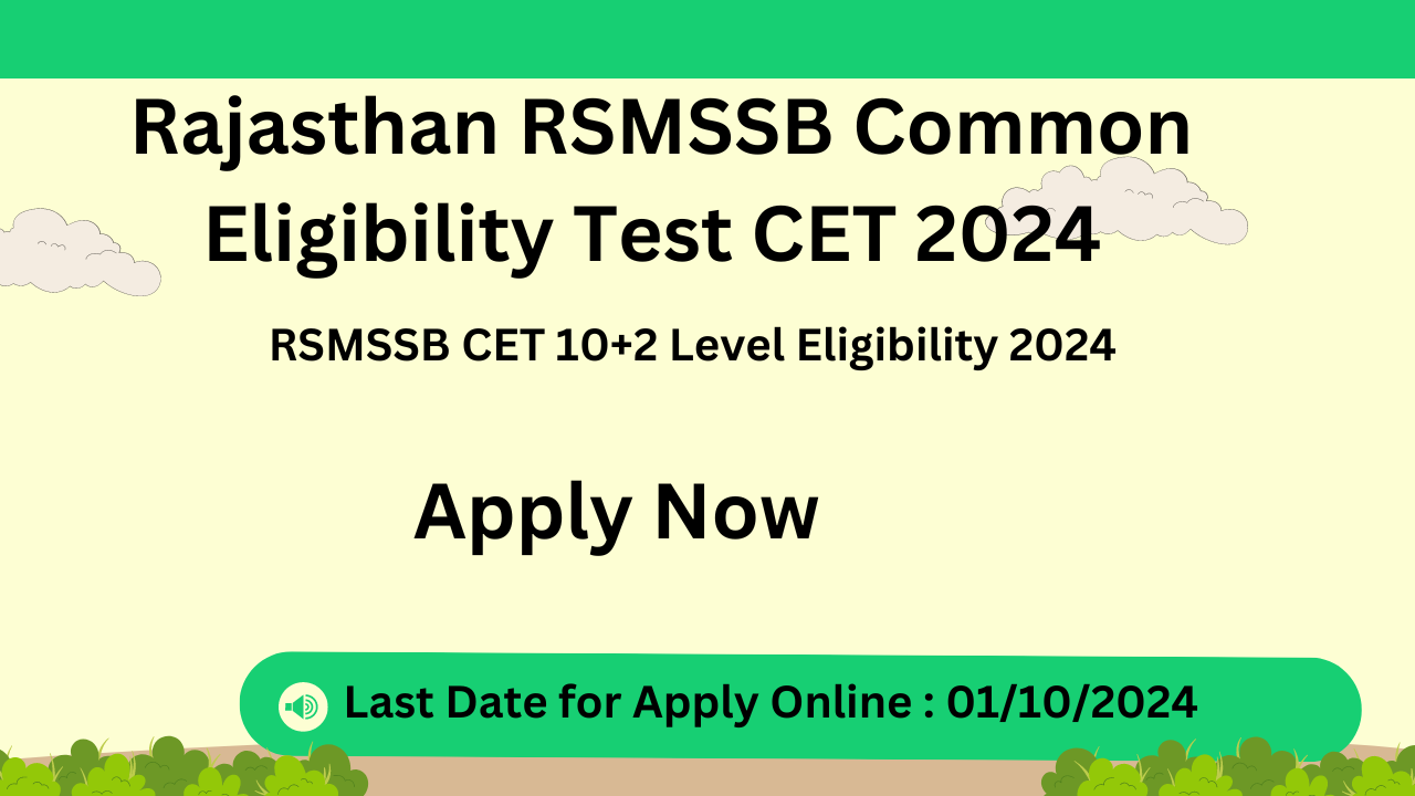 Rajasthan RSMSSB Common Eligibility Test CET 2024 