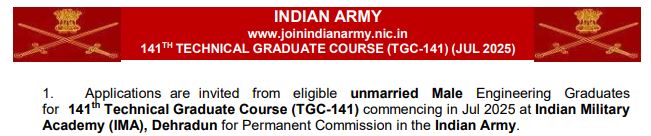 Army TGC 141 Notification 2024