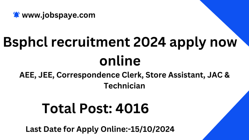 Bsphcl recruitment 2024 apply now online