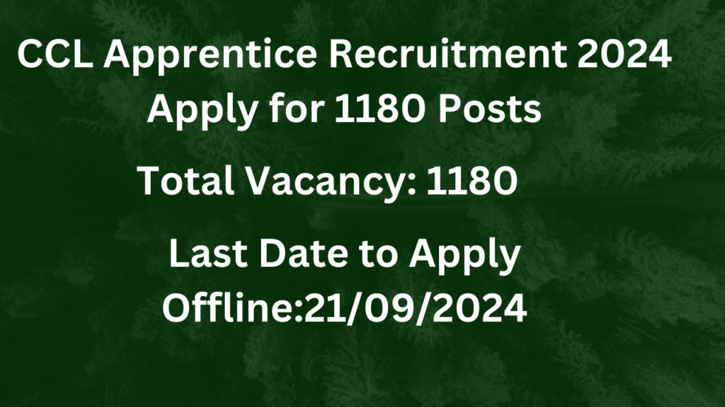 CCL Apprentice Recruitment 2024 Apply for 1180 Posts