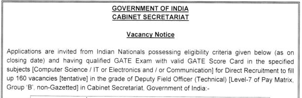 Cabinet Secretariat DFO Recruitment 2024 Notification