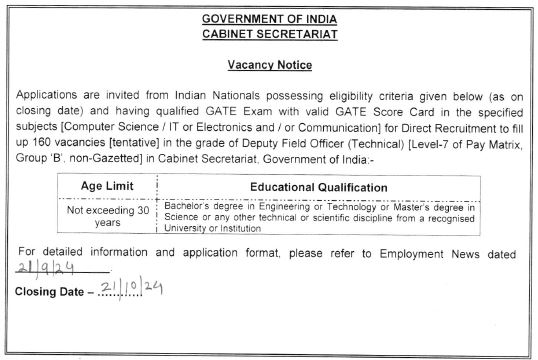 Cabinet Secretariat DFO Recruitment Recruitment 2024