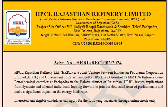 HPCL Recruitment 2024 Engineering Professional Posts