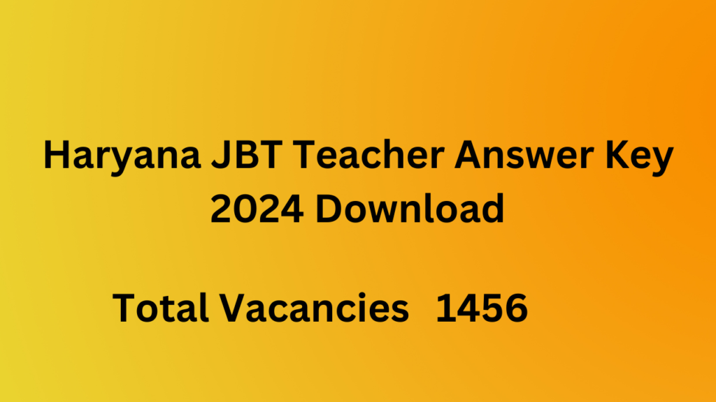 Haryana JBT Teacher Answer Key 2024 Download