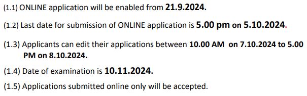 Important Dates for MHSRB Lab Technician 2024 Notification