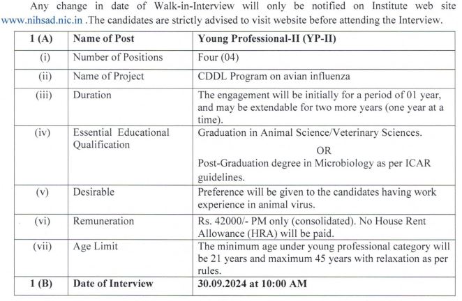 Nihsad bhopal recruitment 2024 notification Nihsad bhopal recruitment 2024 notification