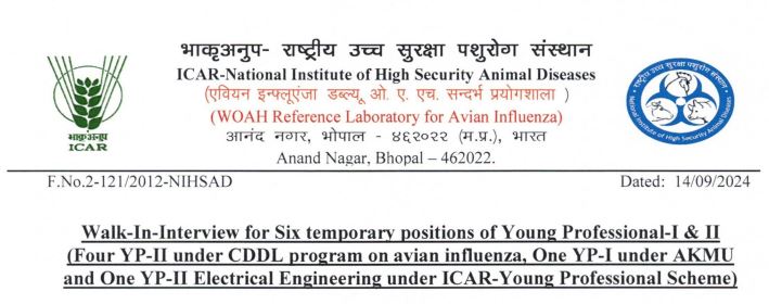 Nihsad bhopal recruitment 2024 notification Nihsad bhopal recruitment 2024 notification