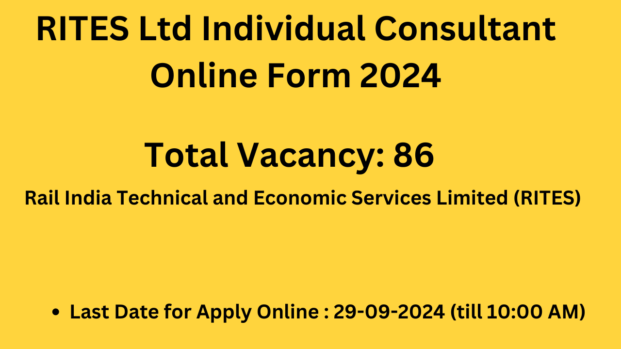 RITES Ltd Individual Consultant Online Form 2024