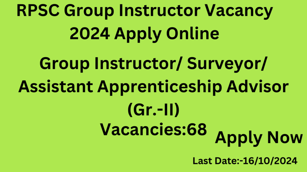 RPSC Group Instructor Vacancy 2024 Apply Online