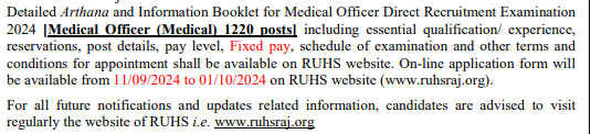 RUHS Medical Officer Recruitment 2024