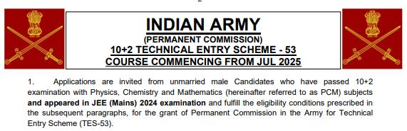 Indian Army TES 53 Recruitment 2024 apply now online