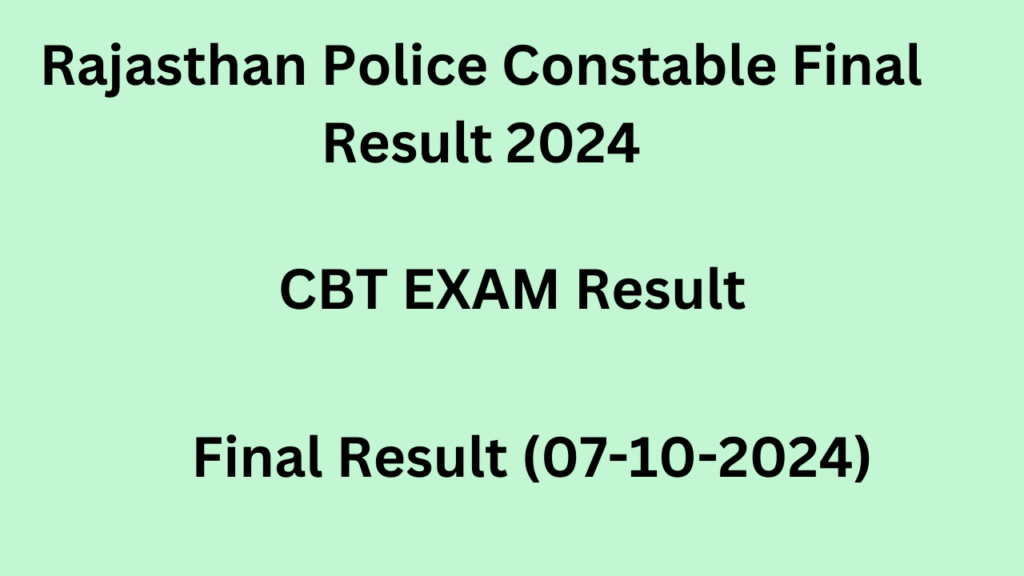 Rajasthan Police Constable Final Result 2024