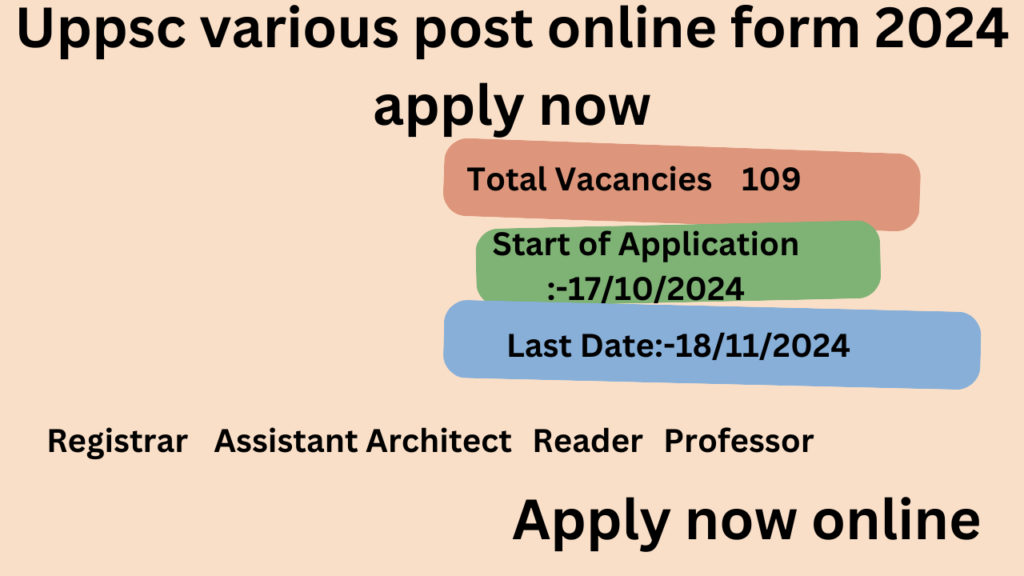 Uppsc various post online form 2024 apply now