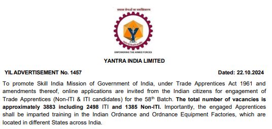 YIL Apprenticeship Recruitment 2024 apply now online 