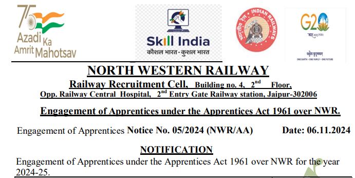 NWR RRC Jaipur Apprentice Recruitment