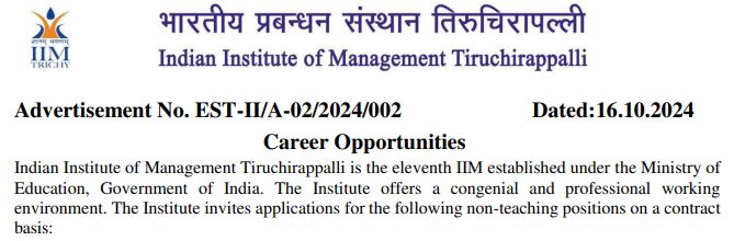 iim trichy recruitment 2024 apply now online